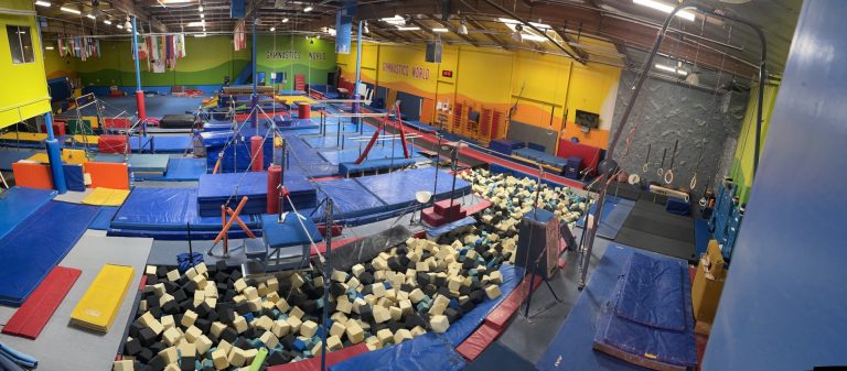 Gymnastics Facility with gymnastics equipment Colorful Mats