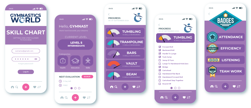 Skill Chart system Purple App Tracking Progress
